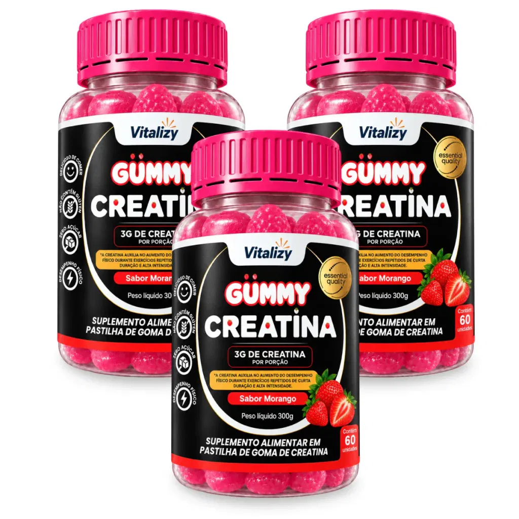 Kit C/3 Creatina Gummy de Morango