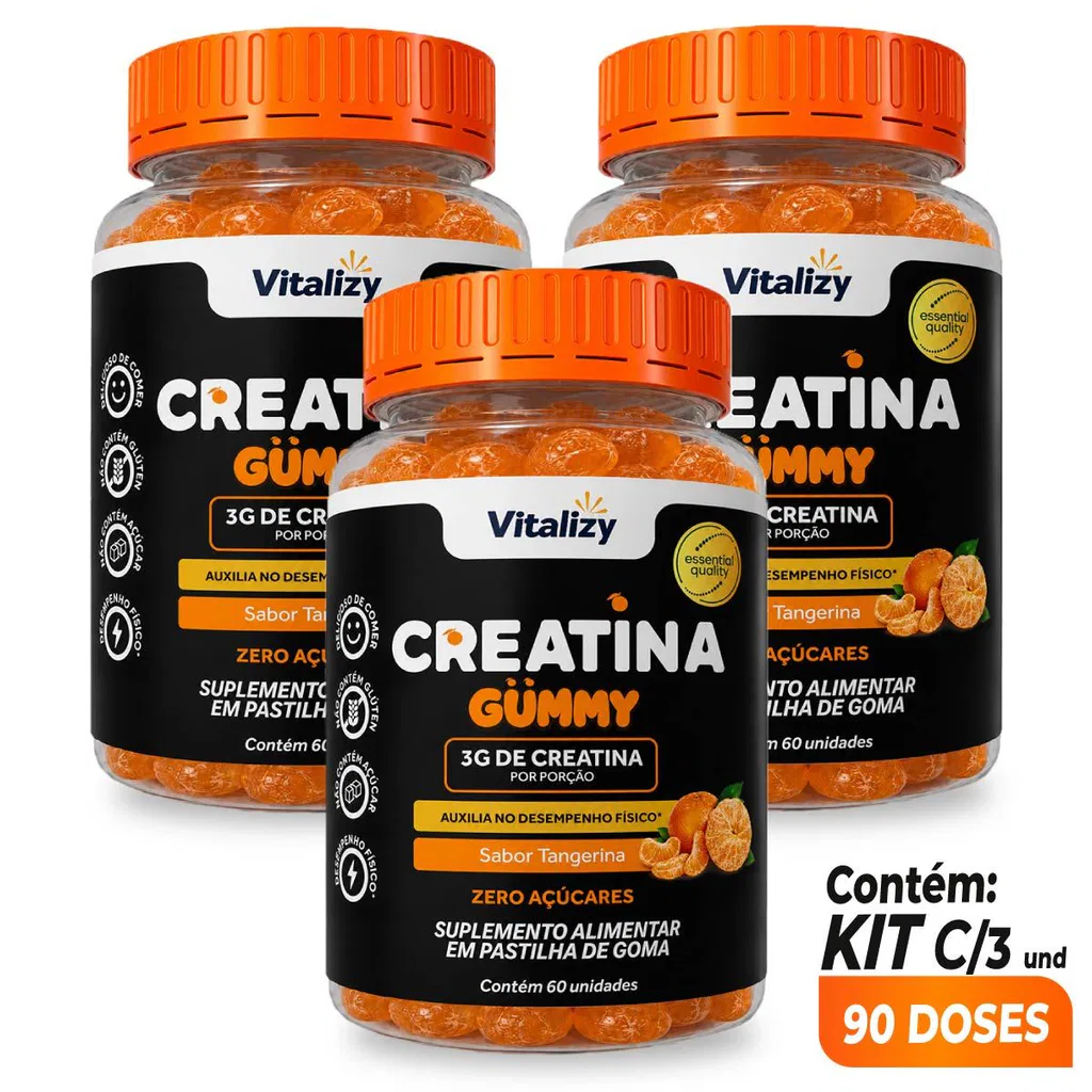 Kit C/3 Creatina Gummy de Tangerina