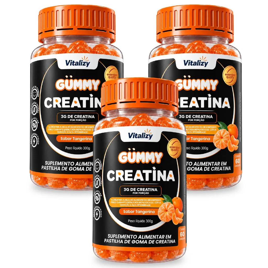 Kit C/3 Creatina Gummy de Tangerina