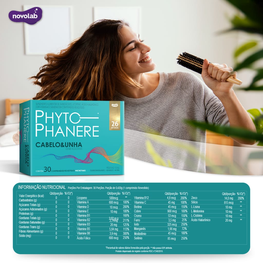 PHYTOPHANERE BIOTINA B7 - 26 Ativos Vitamina Cabelos e Unhas Hair Growth com 30cpr