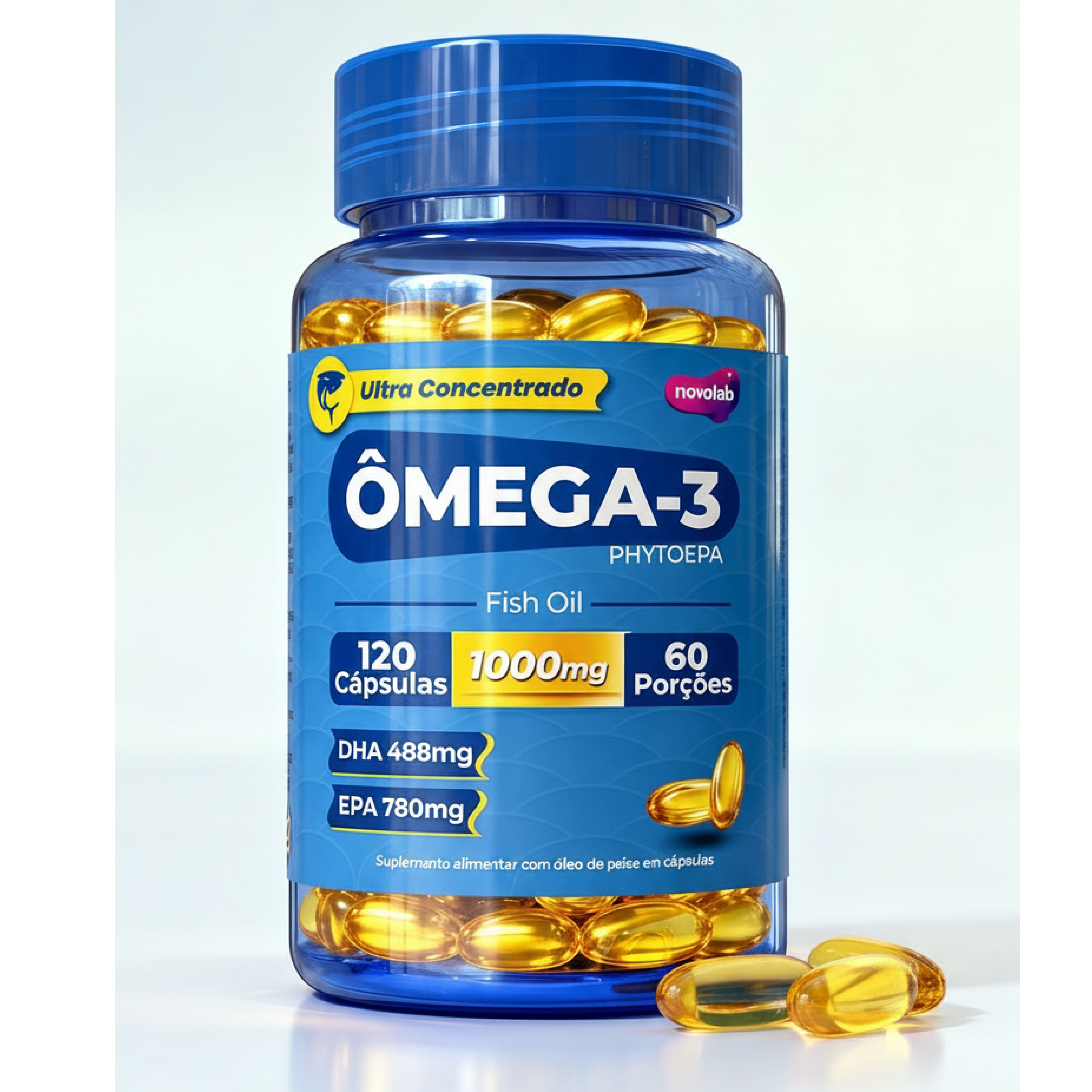 PHYTOEPA OMEGA 3 1000mg Óleo de Peixe - EPA + DHA com 120 Cápsulas Gel  