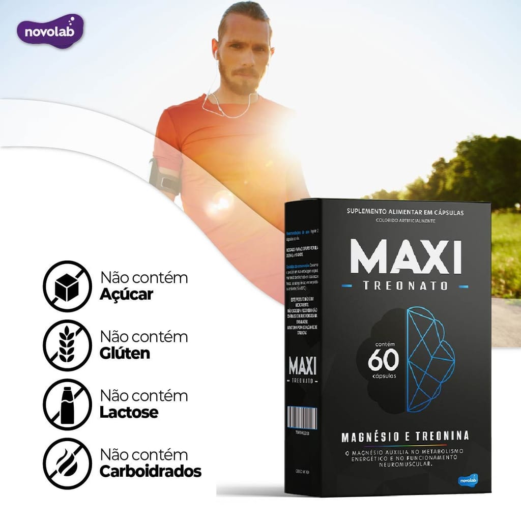 MAXI TREONATO - Magnésio 190mg + Treonina 200mg - c/60 Cápsulas