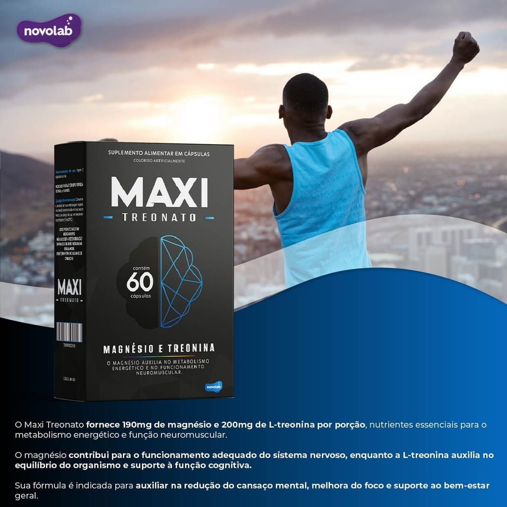 MAXI TREONATO - Magnésio 190mg + Treonina 200mg - c/60 Cápsulas