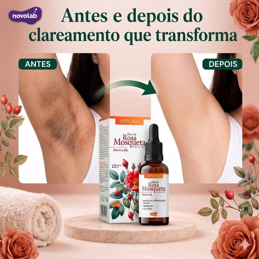  ÓLEO VEGETAL DE ROSA MOSQUETA 30ML - 100% Puro - Hidratante - Clareador
