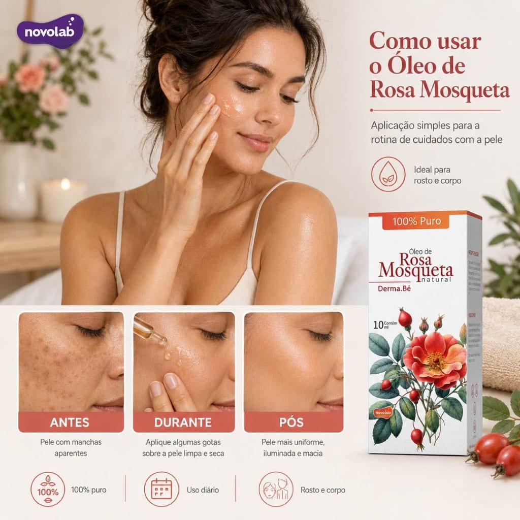  ÓLEO VEGETAL DE ROSA MOSQUETA 30ML - 100% Puro - Hidratante - Clareador