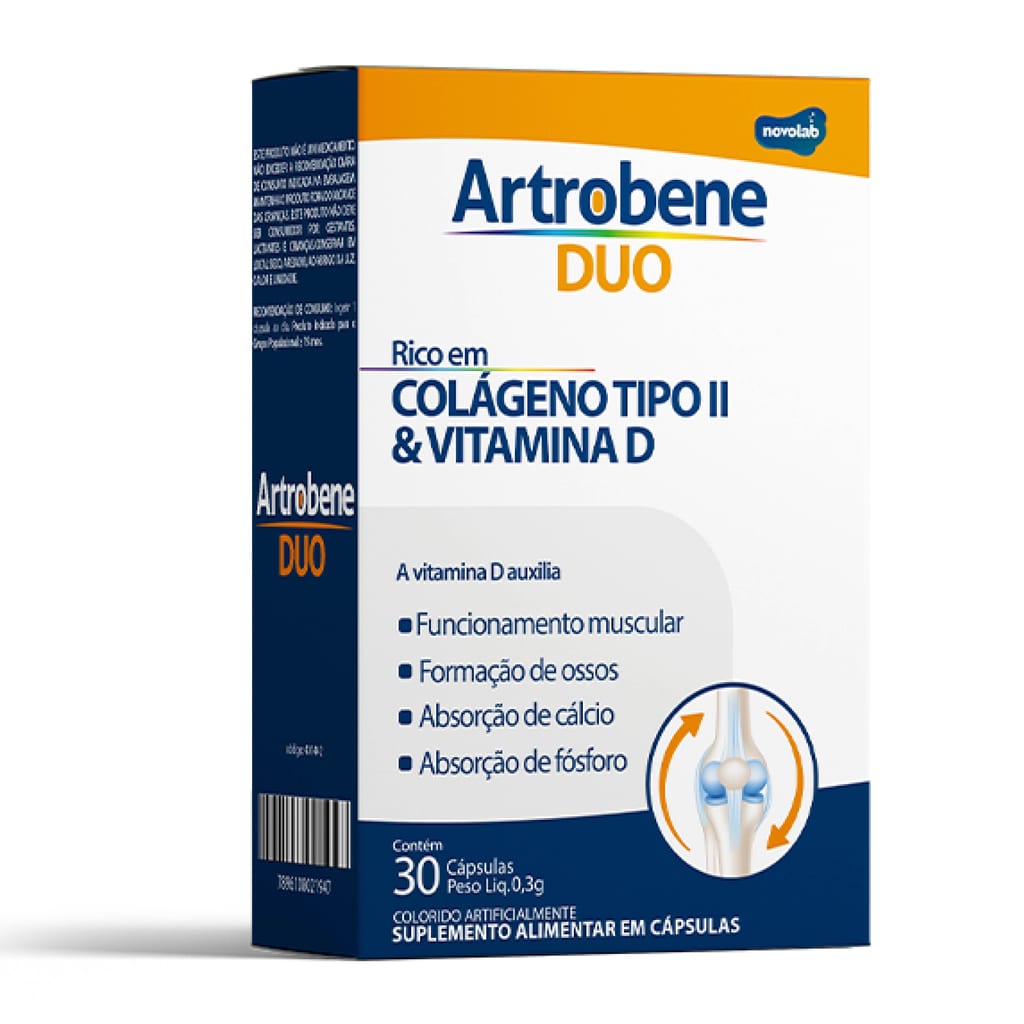 ARTROBENE DUO  COLÁGENO TIPO 2 - 40mg + Vitamina D - C/ 30 Comprimidos