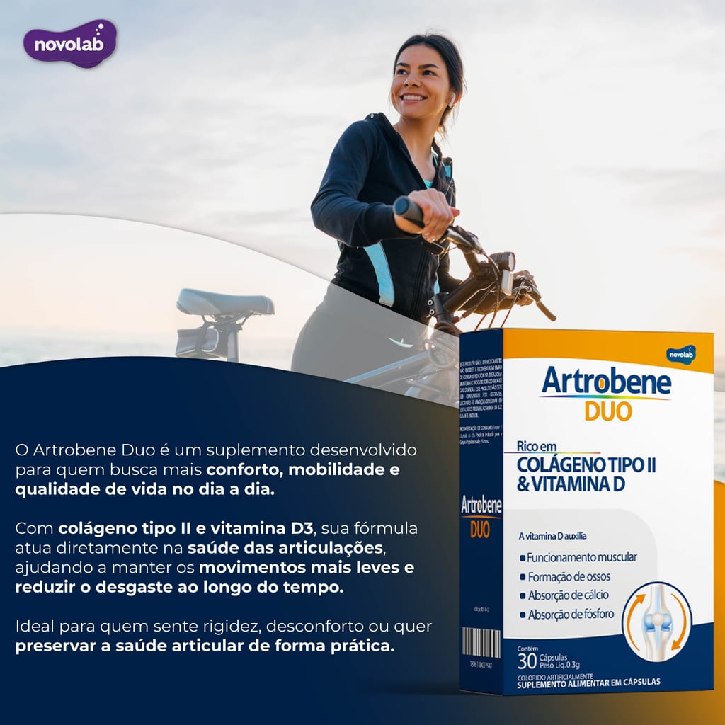 ARTROBENE DUO  COLÁGENO TIPO 2 - 40mg + Vitamina D - C/ 30 Comprimidos