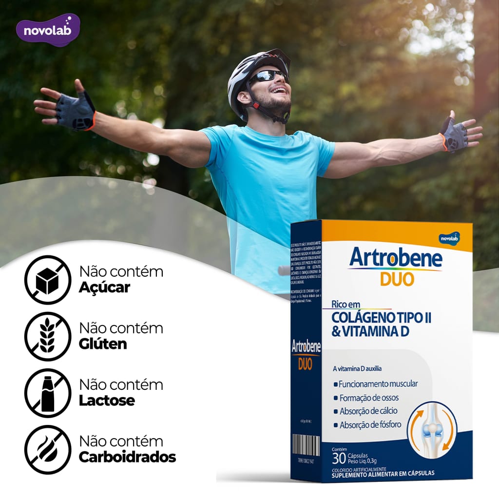 ARTROBENE DUO  COLÁGENO TIPO 2 - 40mg + Vitamina D - C/ 30 Comprimidos