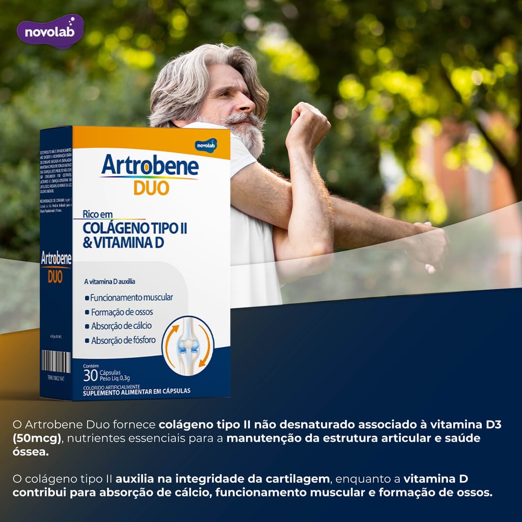 ARTROBENE DUO  COLÁGENO TIPO 2 - 40mg + Vitamina D - C/ 30 Comprimidos